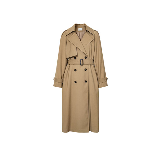 Eveli (eifini) Jiang Xin endorses amber windbreaker mid-length windbreaker new classic simple double-breasted women's windbreaker jacket coffee gold L 118-130Jin Jin equals 0.5 kg