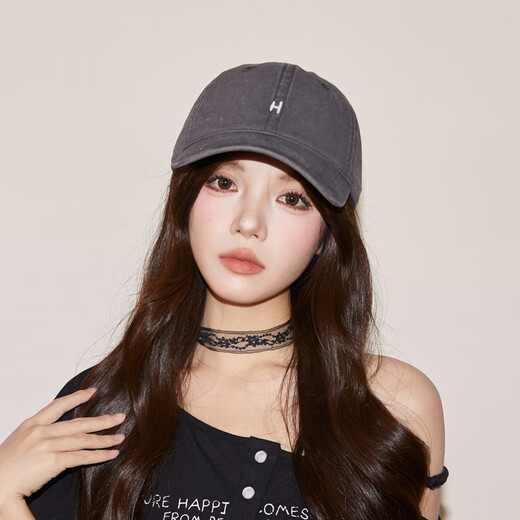 Japanese fashion simple baseball cap for women, brown pure cotton peaked cap, small H soft top wide brim hat for men, brown, one size fits all (55-61cm), adjustable