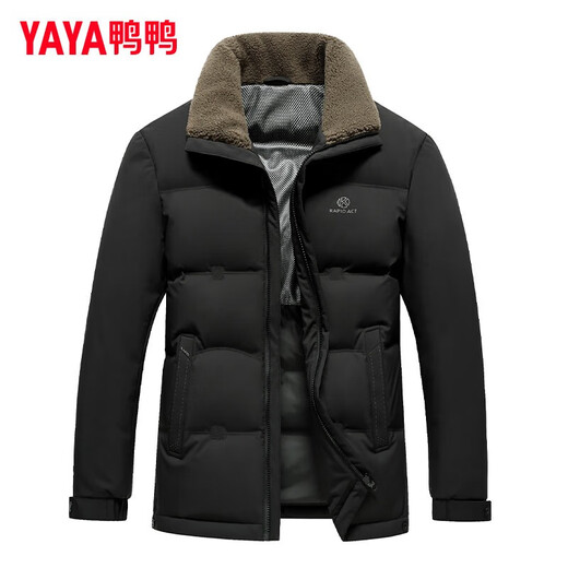 Yaya (YAYA) dad winter wool collar down jacket new style middle-aged and elderly men thickened and warm 90 duck down jacket middle-aged men's YE4B716185W navy wool collar + 90 down content L (175) recommended 125-145 Jin Jin equals 0.5 kg