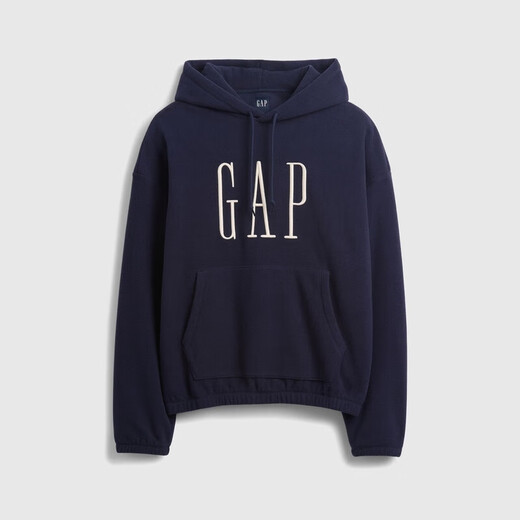 GAP men's and women's winter logo embroidered fleece loose pullover hooded sweatshirt US version 846551