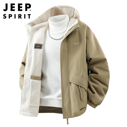 JEEP SPIRIT Jeep jacket men's sherpa jacket men's tops autumn and winter high-end casual velvet thickened cotton coat