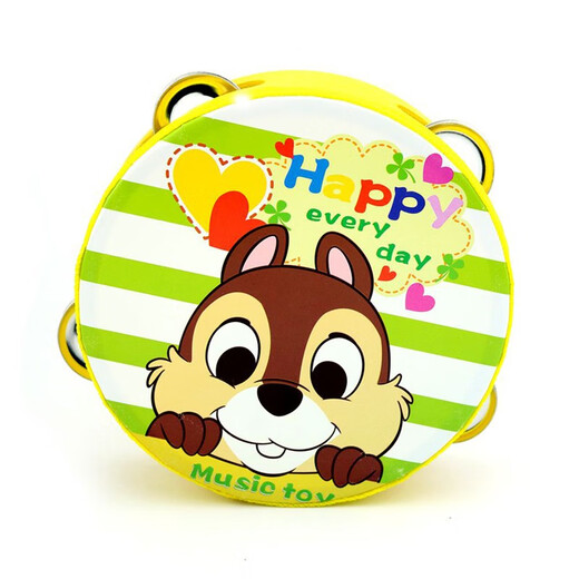LININYUAN Orff Percussion Instrument Cartoon Tambourist Drum Beat Kinder Instrument Nachahmungsschaffell Hand Drum Kindergärtner Musik Drum Beat 6 Zoll Eichhörnchen