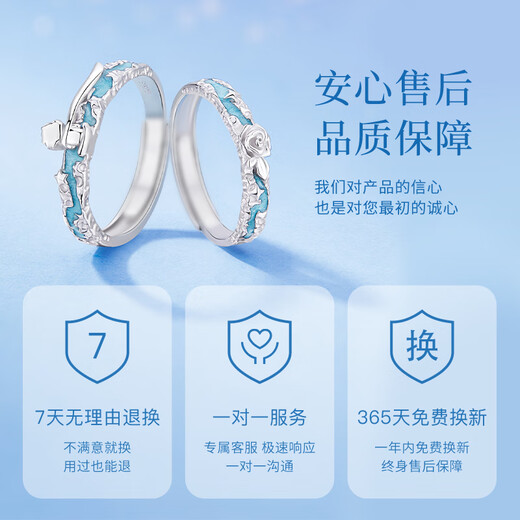 GLTEN Little Prince and Rose Luminous Couple Ring Silver Ring Couple Light Luxurious Birthday Gift for Girlfriend and Wife