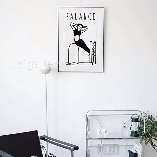 Ruixi balance yoga studio decorative painting yoga fitness room background wall hanging painting Pilates line style mural A 30*40CM_art texture surface 2.5cm aluminum a