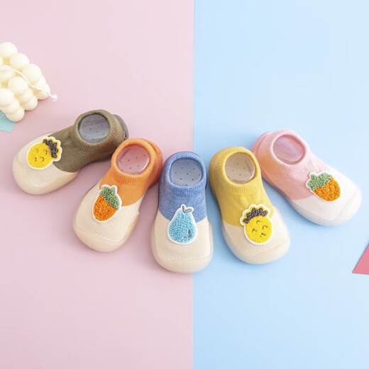 Baby toddler shoes Baby toddler socks and shoes for men and women, infants and young children, spring and autumn, children's fruit cartoon, breathable blue 22/23 Inner length 13.5cm