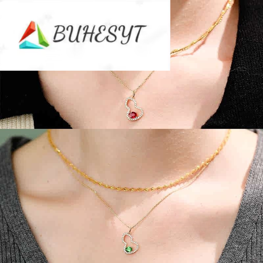 Buhesyt gourd colored gemstone necklace pendant gift 45cm color ruby necklace courage blessing 0 points 1 carat
