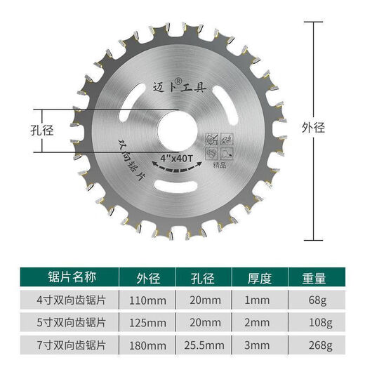 Yanran double-sided tooth saw blade woodworking saw blade double-head saw blade marble machine angle grinder multi-functional professional grade two-way circular saw blade woodworking special cutting blade 1 piece