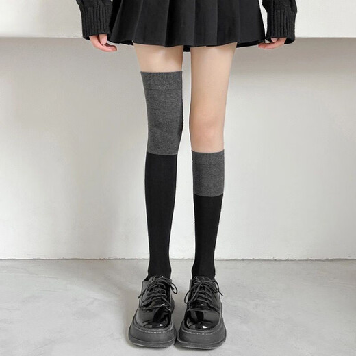 Perfect jk black socks over the knee for slimming women slightly pressed long tube spring autumn autumn winter style extended over the knee socks black suitable for 170cm-180cm _ 2 pairs one size fits all