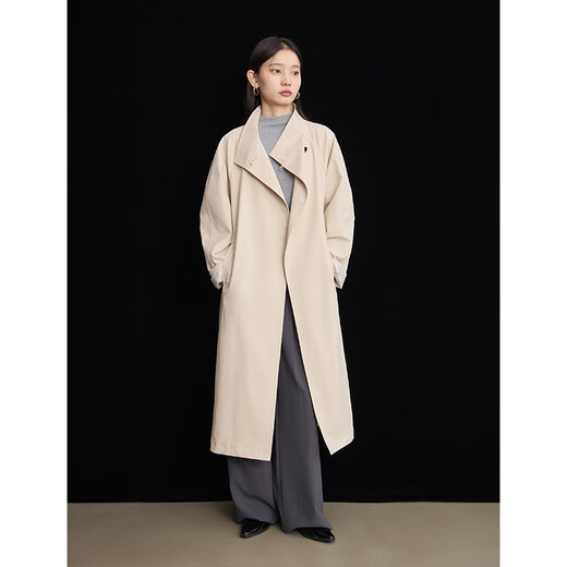 自巧小个子韩版立领风衣外套女2024秋装新款插肩袖百搭上衣长短款 霜杏色短款 XXS (1码)