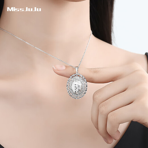 Miss JuJu pt950 platinum pigeon egg pendant for women platinum necklace oval brushed necklace fashion set chain small version pendant 4.2-4.4g + delivery silver chain