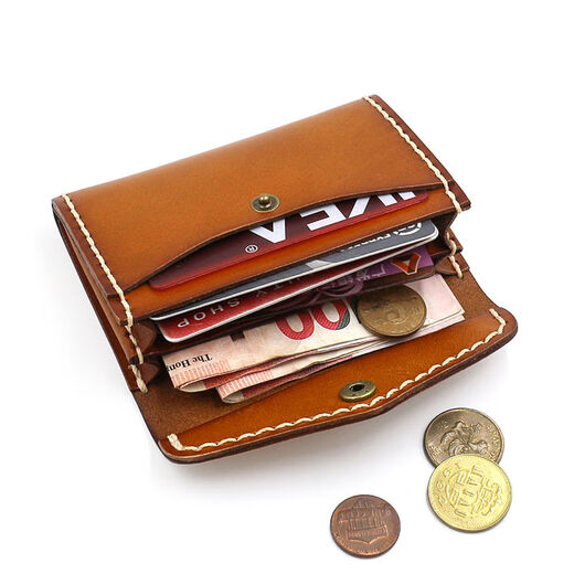 Japanese and Korean original vegetable tanned cowhide small card holder for women genuine leather retro driver's license business card holder mini coin coin purse for men yellow