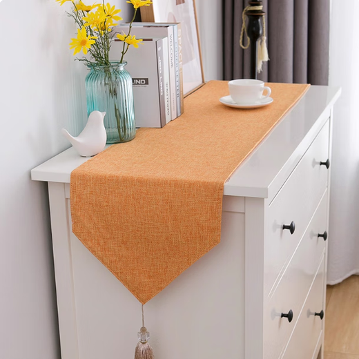 Jingying solid color table flag modern simple Nordic TV cabinet shoe cabinet chest of drawers cover cloth table decoration cloth long bedside towel elegant orange 30cm*210cm