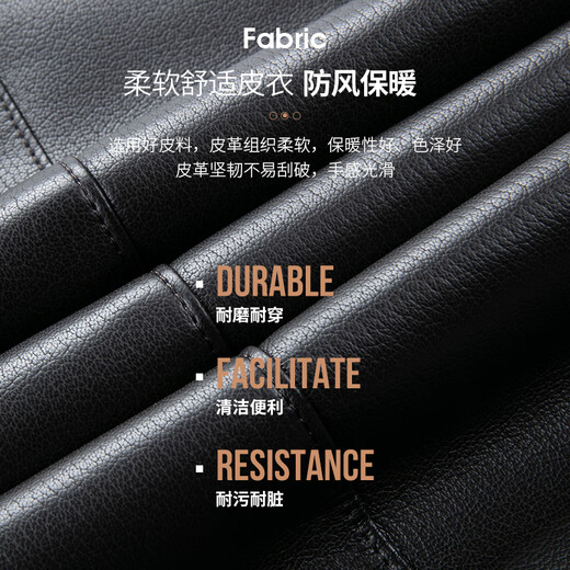 SHANSHAN Shanshan PU Leather Jacket Men's 2025 Winter Warm Casual Lined Velvet Men's Easy-Care Wear-Resistant Long-Sleeved Jacket Black L /175