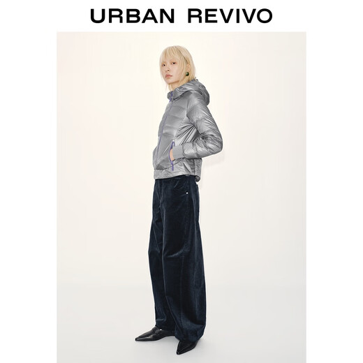 UR new winter women's futuristic quilted zipper down jacket UYL150051+ dark gray S