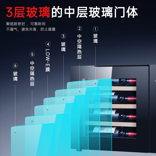 Senling cigar cabinet small ultra-thin 38 cm independent embedded constant temperature and humidity eggplant mini humidor cedar wood shelf sideboard red wine cabinet red wine cabinet-stainless steel shelf-12 bottles 34L