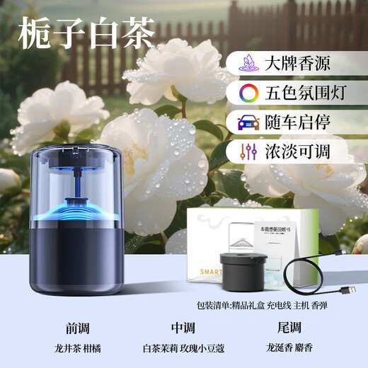 Intelligent cloud and mist viewing car aromatherapy machine for women, automatic aromatherapy spray for women's cars, quiet after the rain, car start and stop + second fragrance for the whole car + five-color ambient light