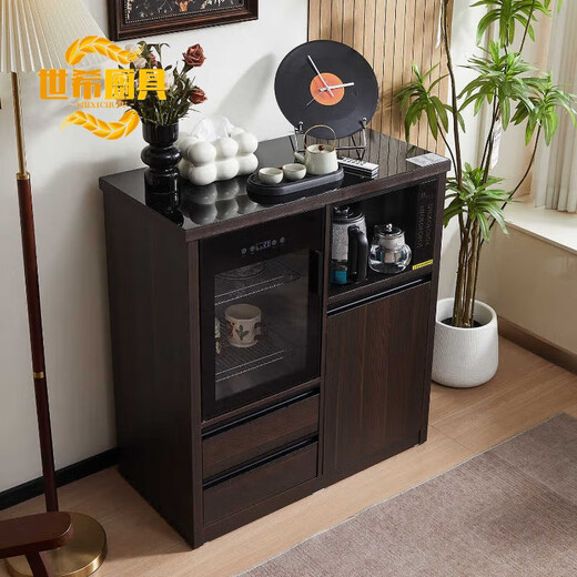 Shixi Japan imported quality tea bar machine with refrigerator 2025 new tea bar machine with refrigerator integrated cabinet office high-end intelligent refrigerated Chinese tea cabinet disinfection three doors-disinfection/refrigerator (smoked black) normal temperature water + hot water + cold water