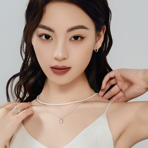 Wanfulong platinum earrings white gold PT950 pendant Fulu double gourd jewelry style birthday gift for girlfriend Ping An gourd pendant free s925 necklace 6.12g