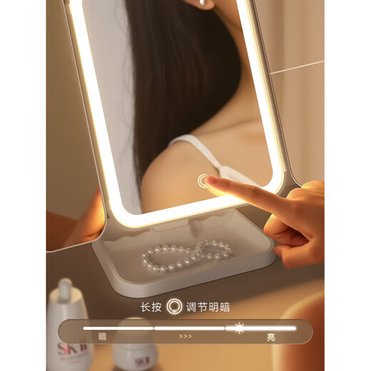 Mirror makeup mirror LED with light desktop tabletop stand-up foldable home student dormitory magnifying makeup mirror must-see before shooting Double List Maitian makeup mirror hot
