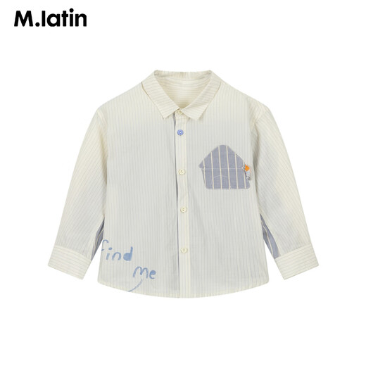 M.Latin Maratin children's clothing children's shirt 26 spring new style boys peek-a-boo literary college style color strip stitching