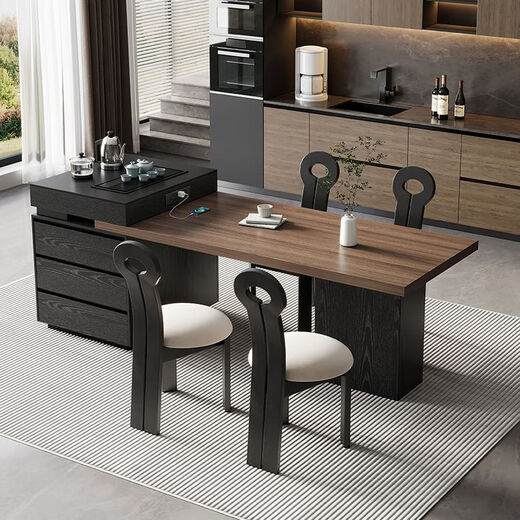 Suzhan island table light luxury minimalist coffee table multi-functional retractable all-in-one office home small apartment slate dining table island table 60cm (total length 1.65m-1.9m) island table dining table (ordinary socket)