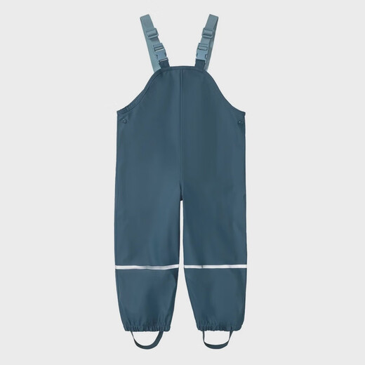2024 children's suspenders plus velvet rain pants kindergarten baby boys and girls full body waterproof pants outdoor dark green S one size fits all 1 piece