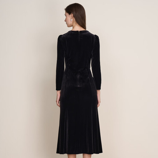 EITIE temperament and high-end banquet hollow beaded velvet fishtail dress 2025 winter new mother's wear 7977613 minimalist black 20 S (155)