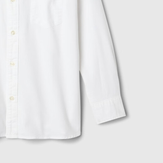 Gap Boys' Spring Style Embroidered Logo Long-Sleeved Shirt Fitted Children's Top US Version 605359 White 110/60 (4-5 years old)