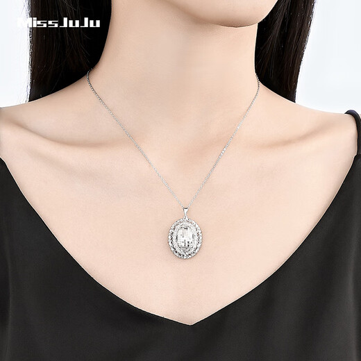 Miss JuJu pt950 platinum pigeon egg pendant for women platinum necklace oval brushed necklace fashion set chain small version pendant 4.2-4.4g + delivery silver chain