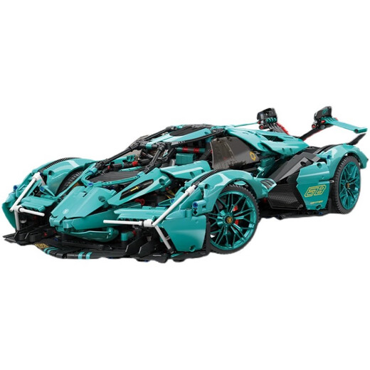 Others 2025 New Remote Control Lamborghini V12 Assembled Building Block Racing Boy Car Model Toy Gift Sapphire Blue Lambo Small V12 Mechanical Linkage 1248 Particles