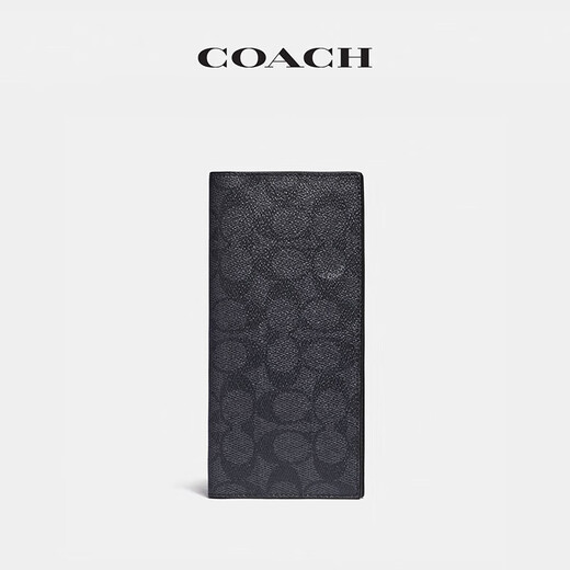 COACH Men's Classic Logo Chest Pocket Wallet Charcoal/Black