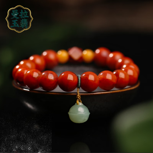 Manla Jade Pei Natural South Red Bracelet Women's Beeswax DIY Smoked Purple Bell Duck Egg Qadeite Single Circle Bracelet Jewelry Huiling Rumeng 8mm