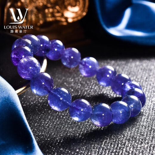 LOUIS WATER Jewelry Grade Old Mine Tanzania's Top Luxury Tanzanite Bracelet Crystal Bracelet Women's Men's Toy Accessories Christmas Collection Grade 7A About 6mm Tanzanite One Certificate for One Thing