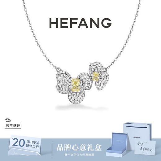 HEFANG He Fang Jewelry Cube Sugar Orchid Clavicle Chain Necklace Women's Light Luxury High-end Birthday Gift for Girlfriend Silver