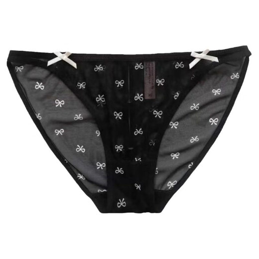 Universal Cream Pink Sexy Lace Low Waist Bow Hollow Pure Desire Girls Panties Black 12% off for orders over 5 pieces M