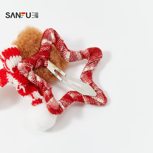 SANFU Atmosphere Red Star Bear BB Clip Single Festive Style Hair Accessories Hair Clip 849843 Red 1 pc