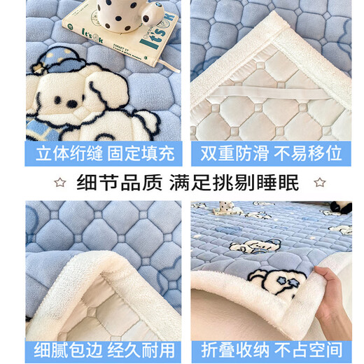 LUOLAI Luolai Winter Milk Velvet Sheet Single Piece Plus Velvet Mattress Padded Student Dormitory Flannel Blanket Bed Cover Sheet Three Rose Story A-level Mother and Baby Available Velvet Thickening Long-lasting Temperature Lock Three-piece Set of Sheets - Mattress Sheet + Same 200cm*220cm