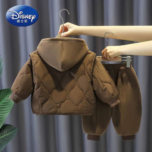 Disney Boys Autumn and Winter Cotton Clothes Set 2025 New 1-9 Years Old Children's Vest Three-piece Set Winter Thickened Clothes for Outerwear Gray Winter Thickened Three-piece Set 100