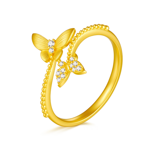 Mankalong gold ring for women 2025 new style Pianhua Butterfly Rhyme pure gold simple light luxury niche birthday gift for girlfriend 15 2.7g