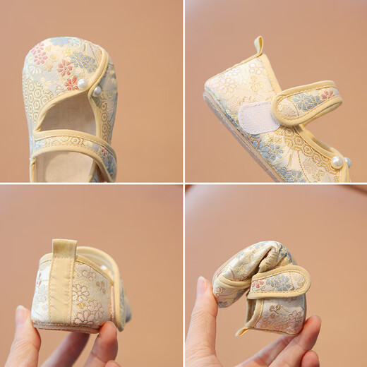 G.DUCK HELLO Little Yellow Duck Hanfu Shoes Girls Cloth Shoes New Chinese Style National Style Baby One Year Old Shoes Female Baby Princess Shoes Bright Yellow Lightweight Soft Sole Anti-Slip Breathable 13 Inner Length cm Reference Foot Length 12.5cm
