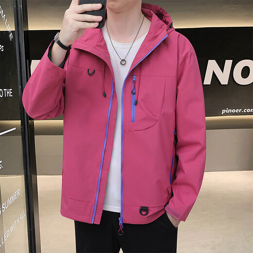 Cotton Jacket Men's Jacket Spring and Autumn Thin Jacket Waterproof Windbreaker Outdoor Fishing Four Seasons Couple Model Mountaineering Black S