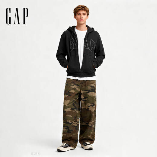 GAP men's and women's autumn LOGO imitation sherpa loose hoodie sweatshirt US version 789781