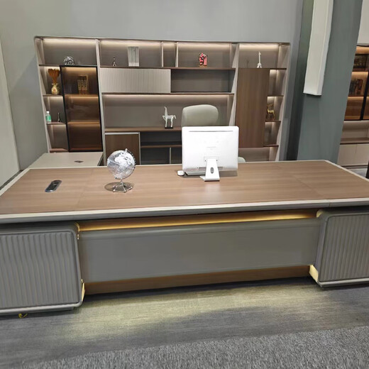 Kong Qiu Mingge (KOQUMGE) boss desk office desk, light luxury and high-end sense, large board table, log president desk, chairman leadership office desk and chair combination 3.2 meters boss table (long auxiliary cabinet is divided into left and right directions)