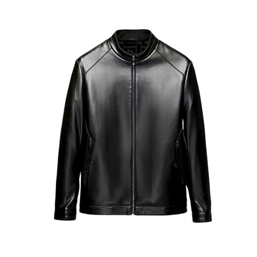 ARMANI EXCHANGE阿玛尼偏小一码秋季新款男士高端PU加绒休闲立领夹克外套 黑色(柜货剪标) 4Y177A 3XL 190(160-180斤)