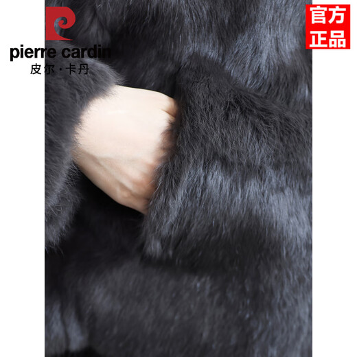 Pierre Cardin Whole Leather Genuine Rex Rabbit Fur Coat Women's 2025 Winter New Casual Western Style One-Purpose Reversible Party Overcoat Black L
