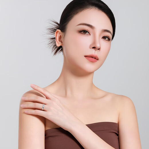 Mengjinyuan Platinum Ring PT950 Crushed Ice Ring Couple Ring Opening Adjustable Send Girlfriend Birthday Gift