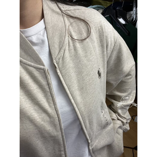 RRL Ralph Lauren small label Henry collar zipper sweatshirt for men and women, oatmeal top S