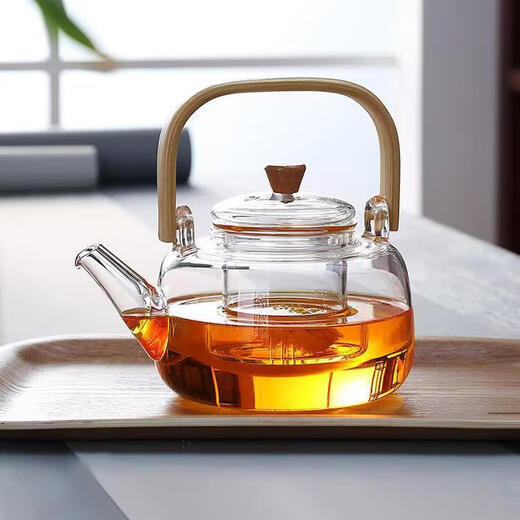 High borosilicate glass teapot kettle can be heated by electric ceramic stove teapot wooden handle kettle home office wooden handle kettle
