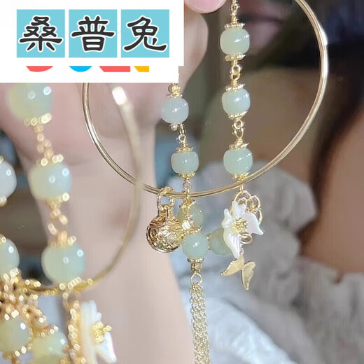 Thumb Rabbit two-piece set of butterfly bracelets for girls, new Chinese style, niche, versatile, cool, ancient style bracelets, hand accessories, bestie bracelets, butterfly shadow bracelet + bracelet