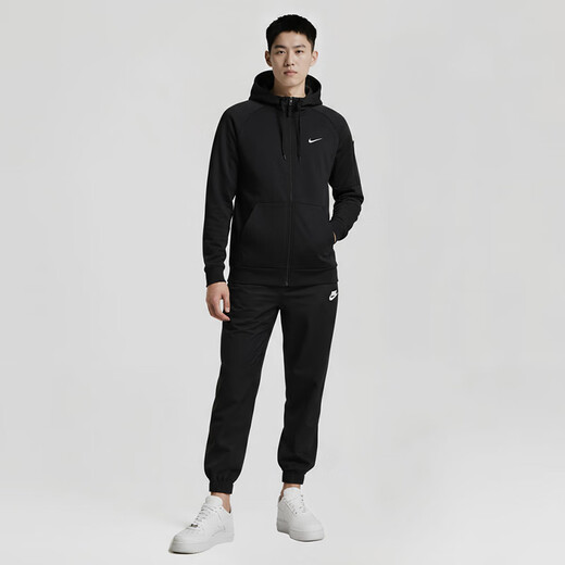 Nike (NIKE) men's winter hooded jacket with velvet to keep warm, casual sports DQ4831-010 black L